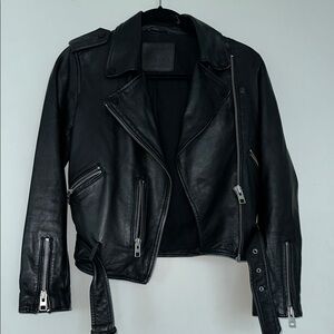 All Saints 100% sheep Black Leather Biker Jacket